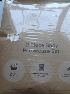 2 pack Beige Stripe Body Pillow Cases, NEW